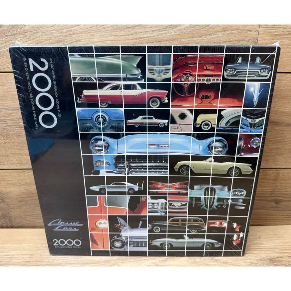 Springbok Classic Cars Jigsaw Puzzle 2000 Pieces PZL9403 Hallmark 1987 - Sealed